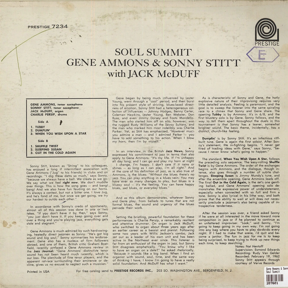 Gene Ammons & Sonny Stitt with Jack McDuff - Soul Summit