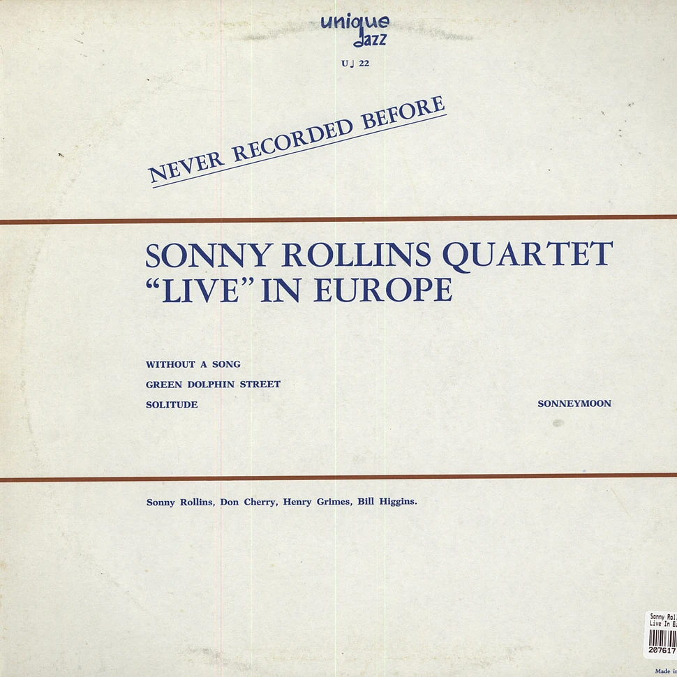 Sonny Rollins Quartet - Live In Europe