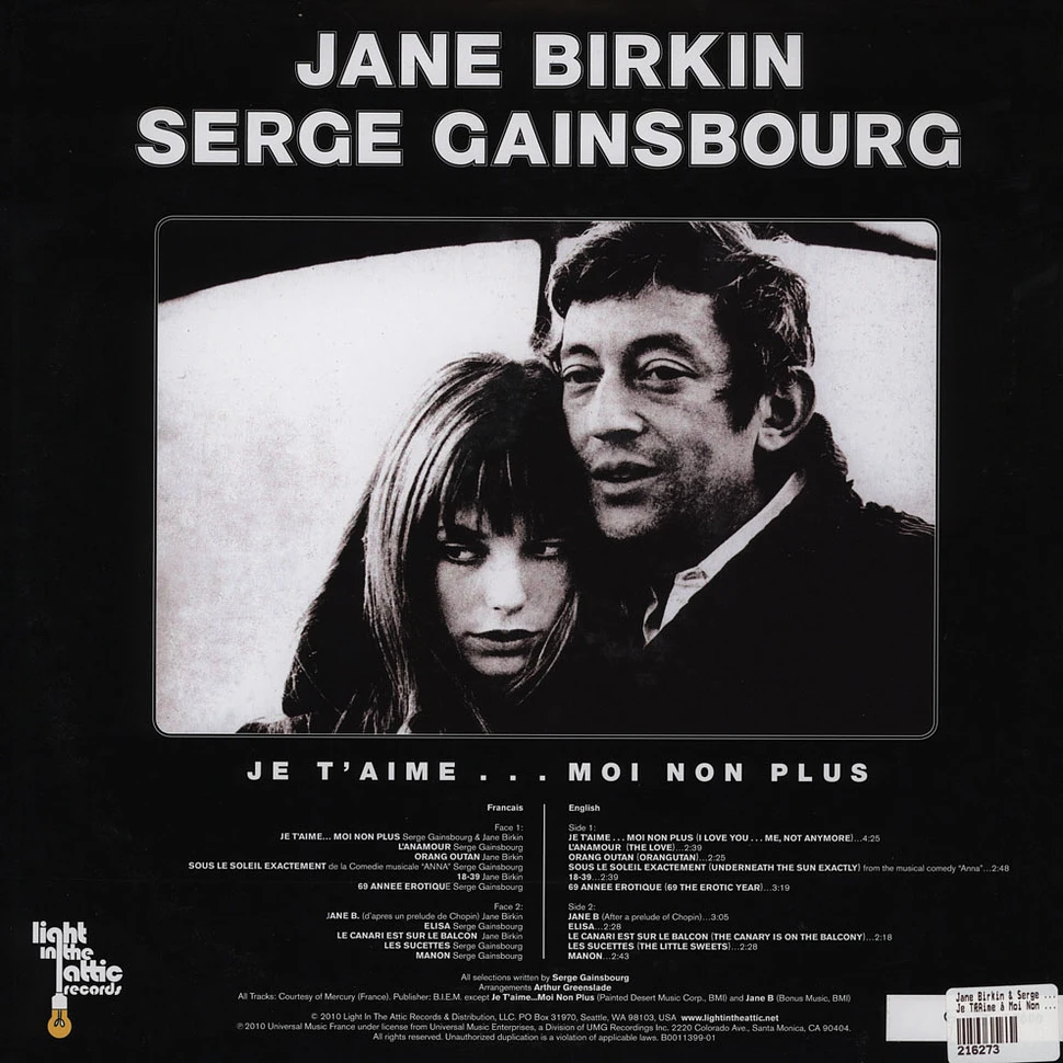 Jane Birkin & Serge Gainsbourg - Je T’Aime … Moi Non Plus
