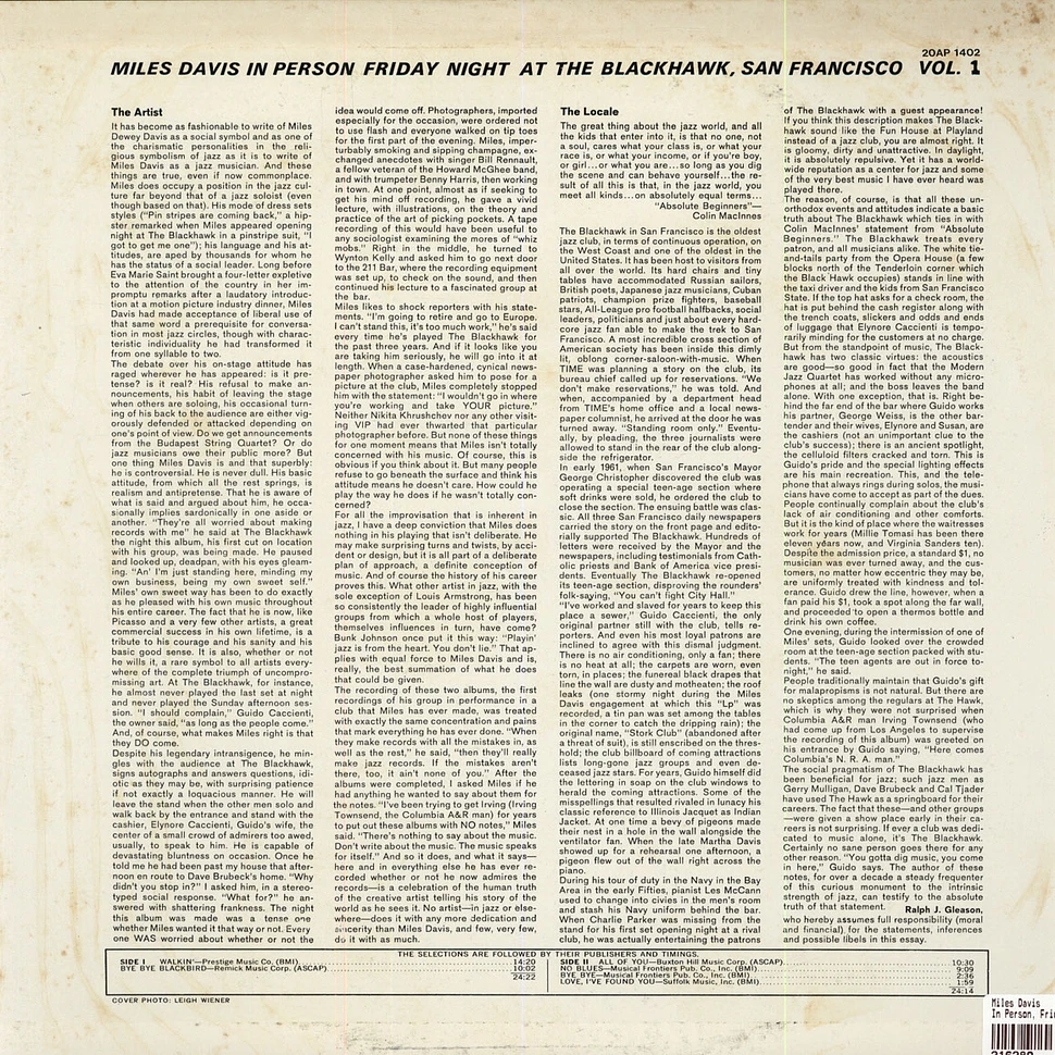 Miles Davis - In Person, Friday Night At The Blackhawk, San Francisco, Volume 1