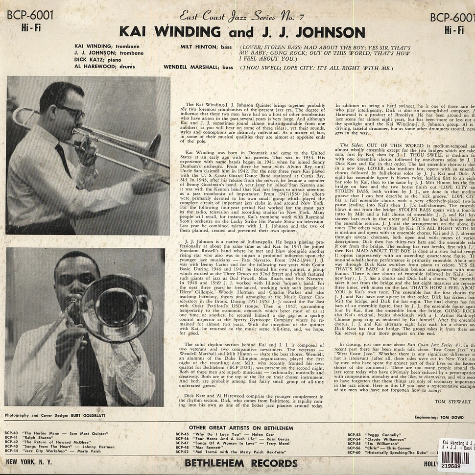 Kai Winding & J.J. Johnson - K + J.J. - East Coast Jazz Series #7
