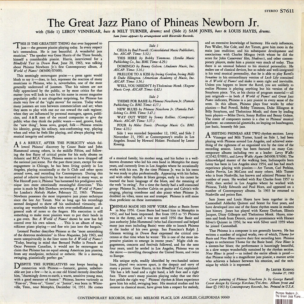 Phineas Newborn Jr. - The Great Jazz Piano Of Phineas Newborn Jr.
