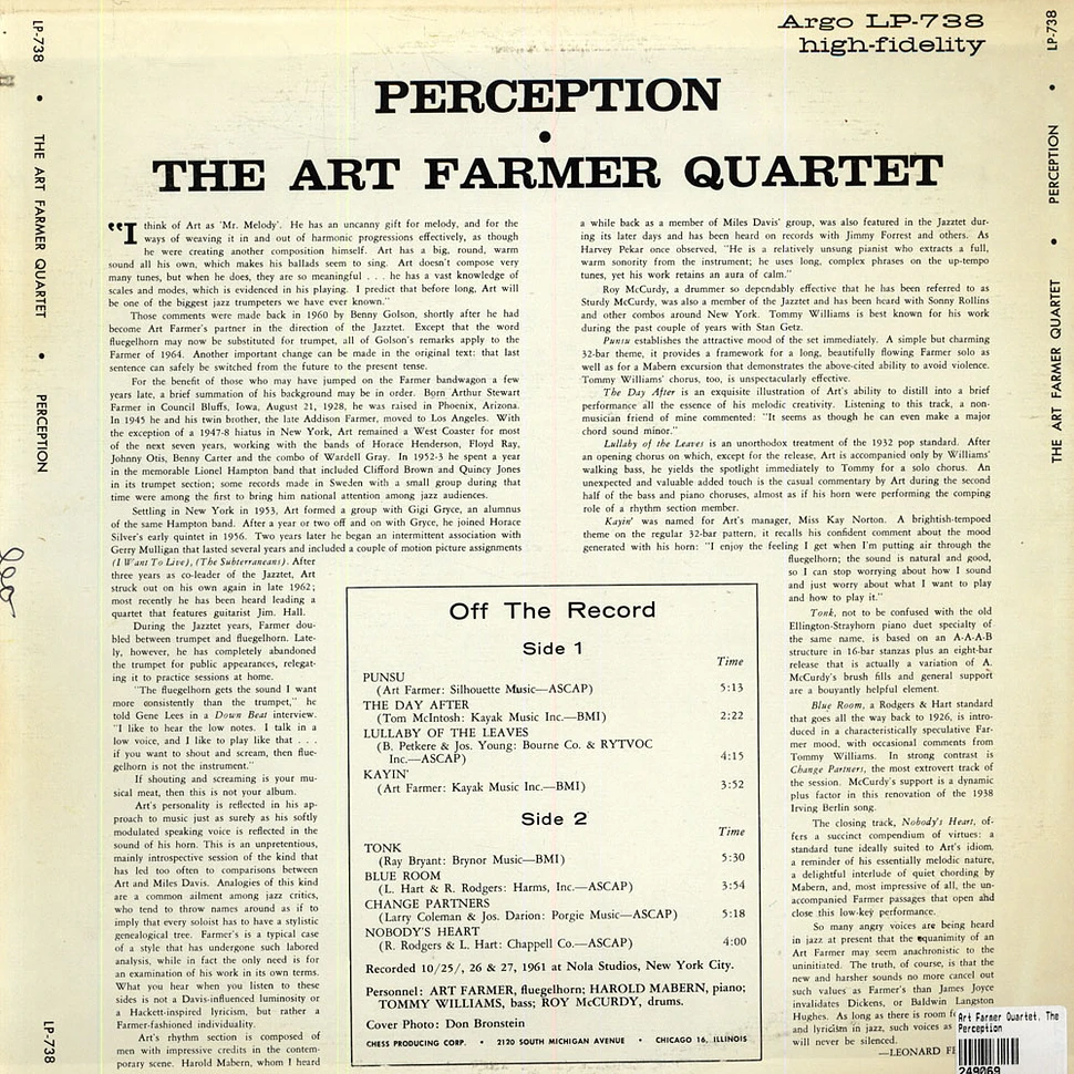 The Art Farmer Quartet - Perception