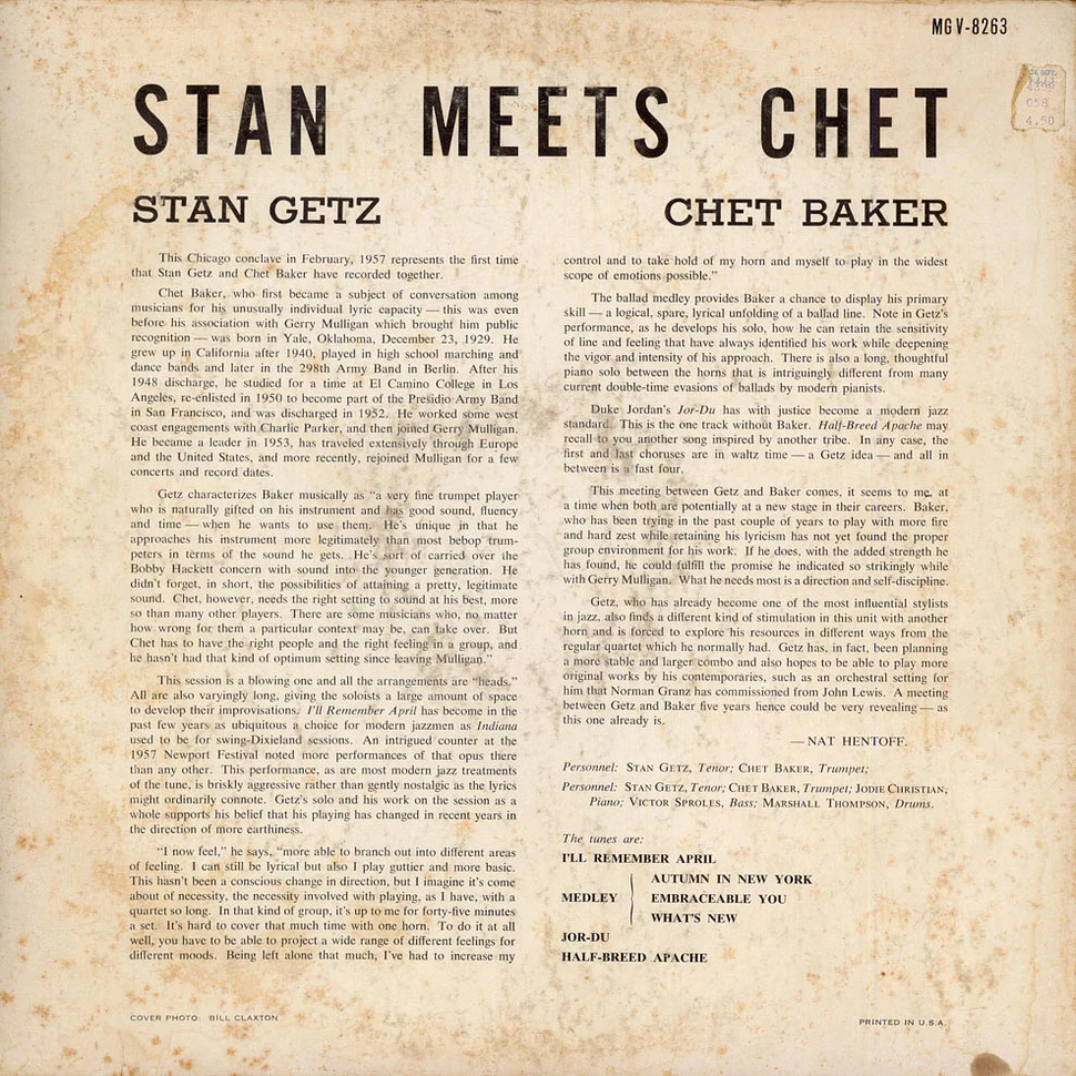 Stan Getz, Chet Baker - Stan Meets Chet