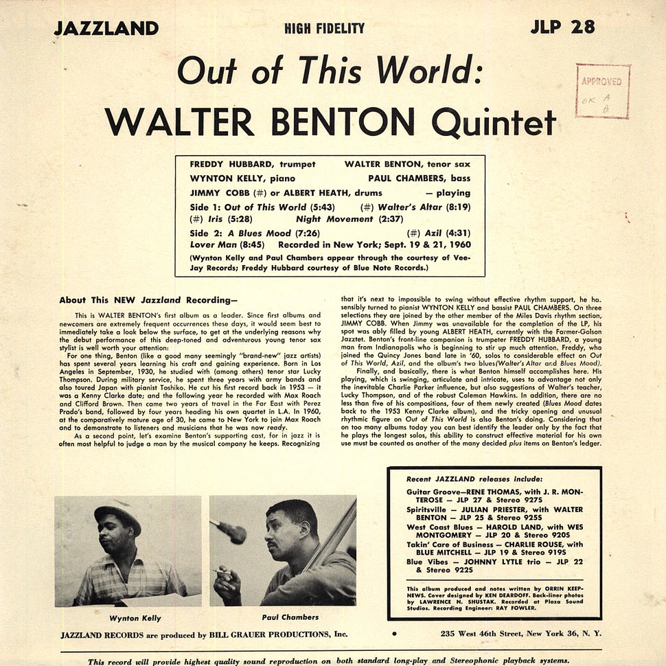 Walter Benton Quintet - Out Of This World