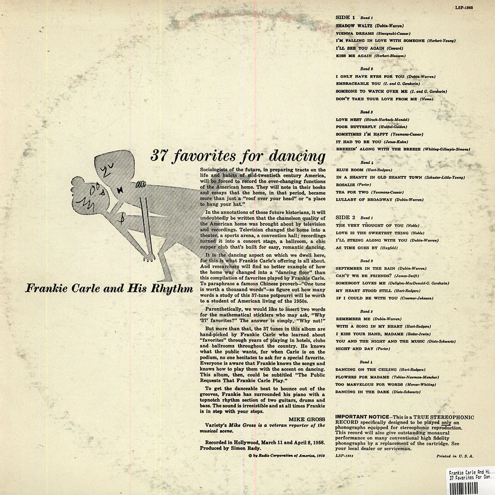 Frankie Carle And His Rhythm - 37 Favorites For Dancing