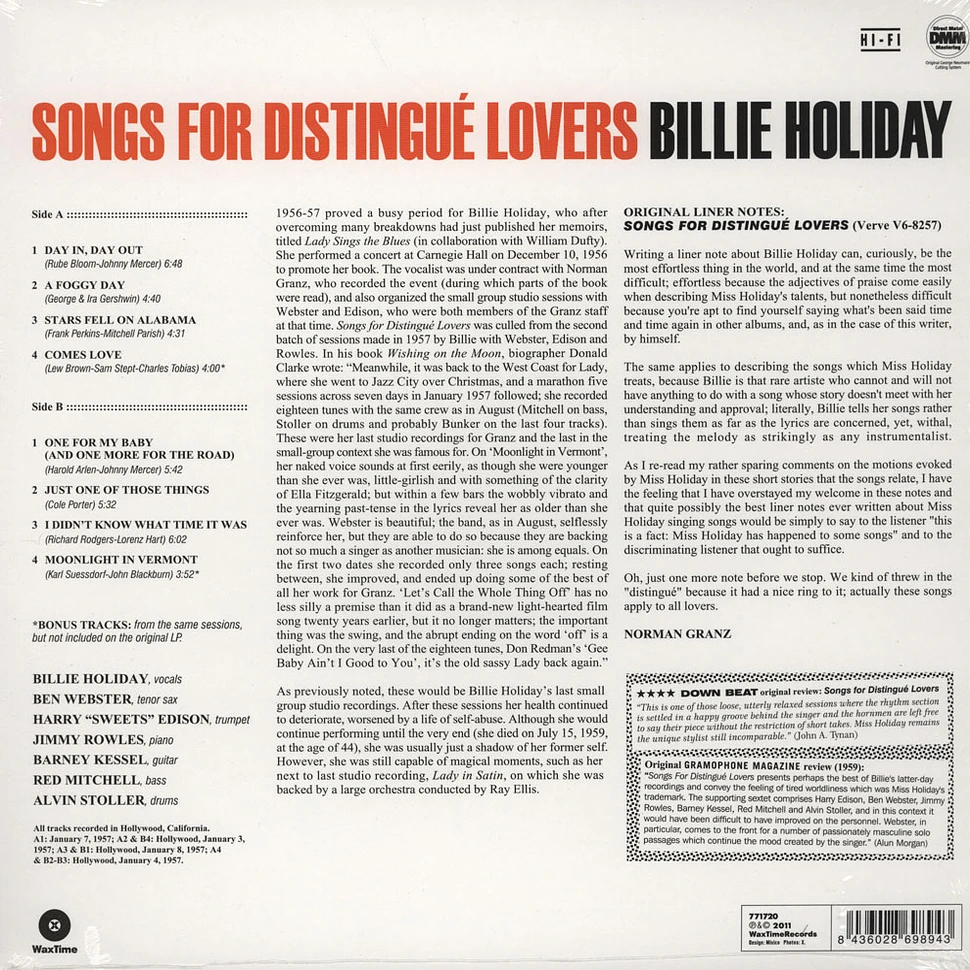 Billie Holiday - Songs For Distingue Lovers