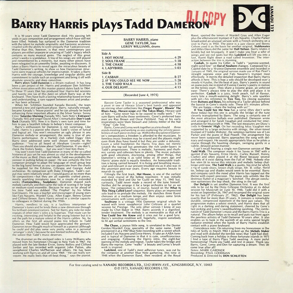 Barry Harris - Barry Harris Plays Tadd Dameron
