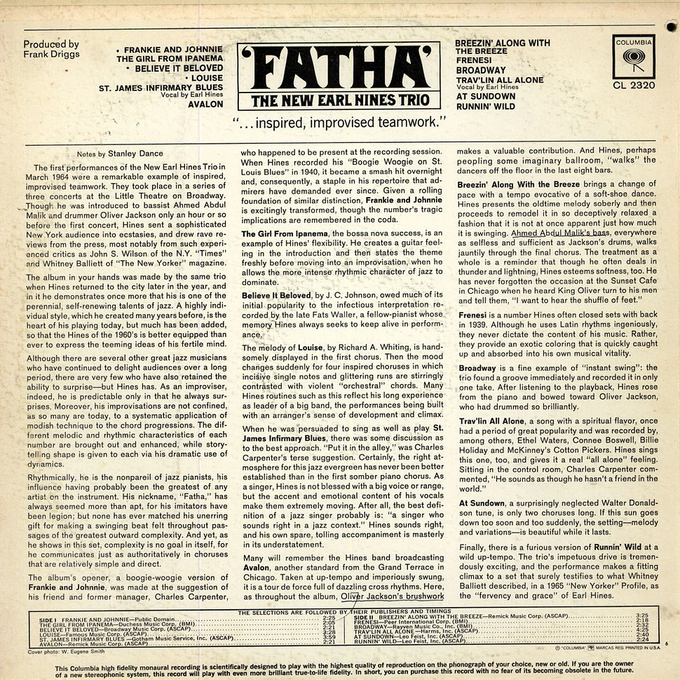 The New Earl Hines Trio - Fatha