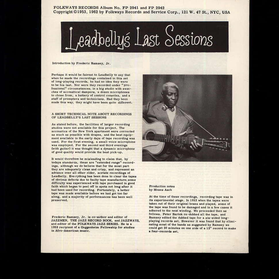 Leadbelly - Leadbelly's Last Sessions