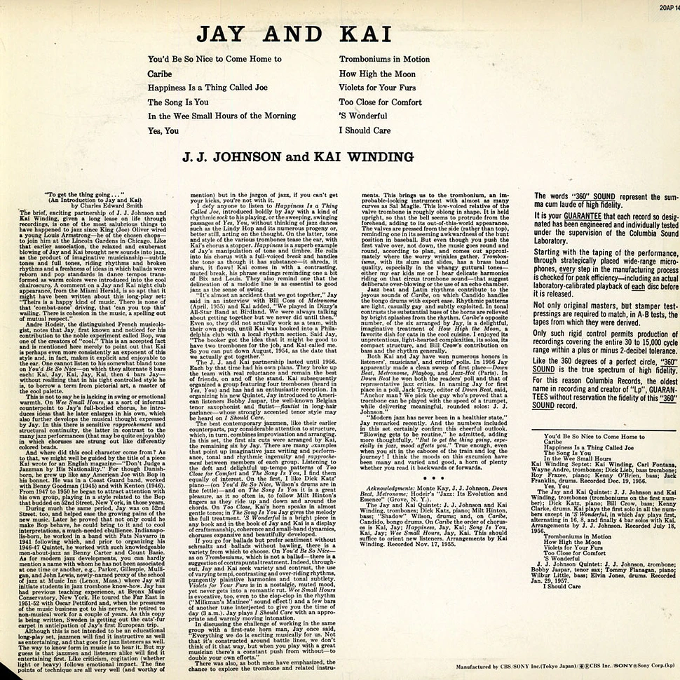 J.J. Johnson & Kai Winding - Jay And Kai