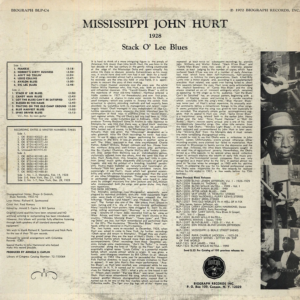 Mississippi John Hurt - 1928 - His First Recordings