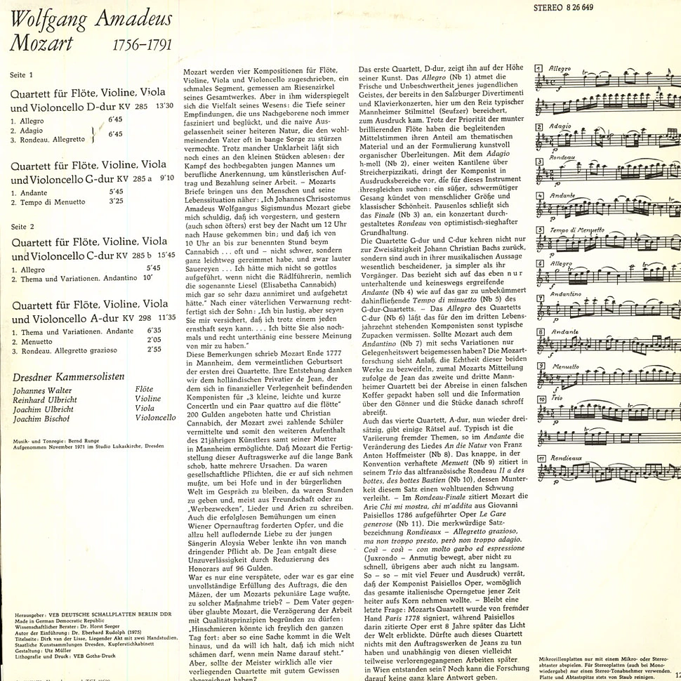 W.A. Mozart / Dresdner Kammersolisten - Flötenquartette KV 285 / KV 285a / KV 285b