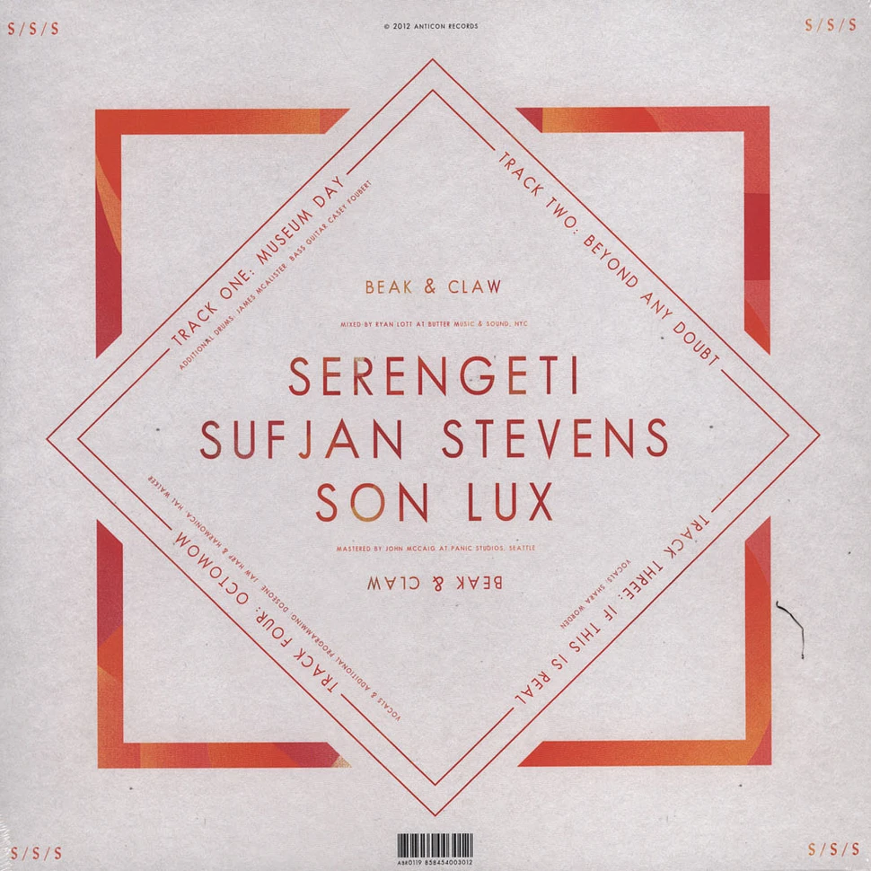 s / s / s (Sufjan Stevens, Son Lux & Serengeti) - Beak & Claw EP