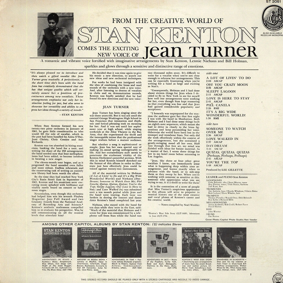 Stan Kenton & Jean Turner - From The Creative World Of Stan Kenton Comes The Exciting New Voice Of Jean Turner