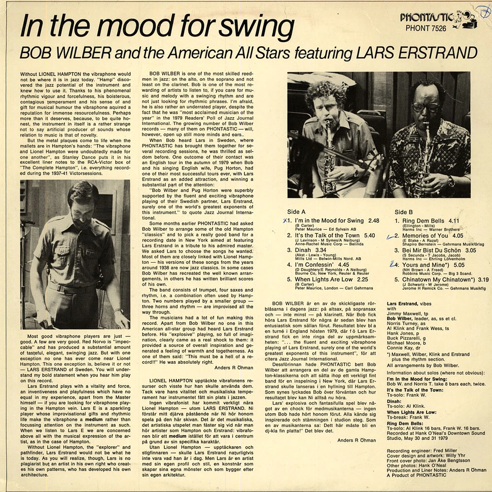 Bob Wilber And The American All Stars Featuring Lars Erstrand - In The Mood For Swing
