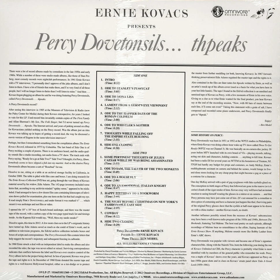 Ernie Kovacs presents Percy Dovetonsils - ... Thpeaks