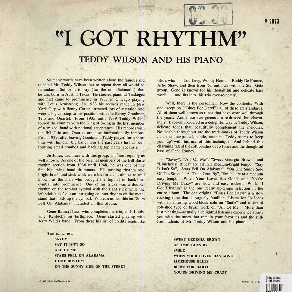 Teddy Wilson - I Got Rhythm