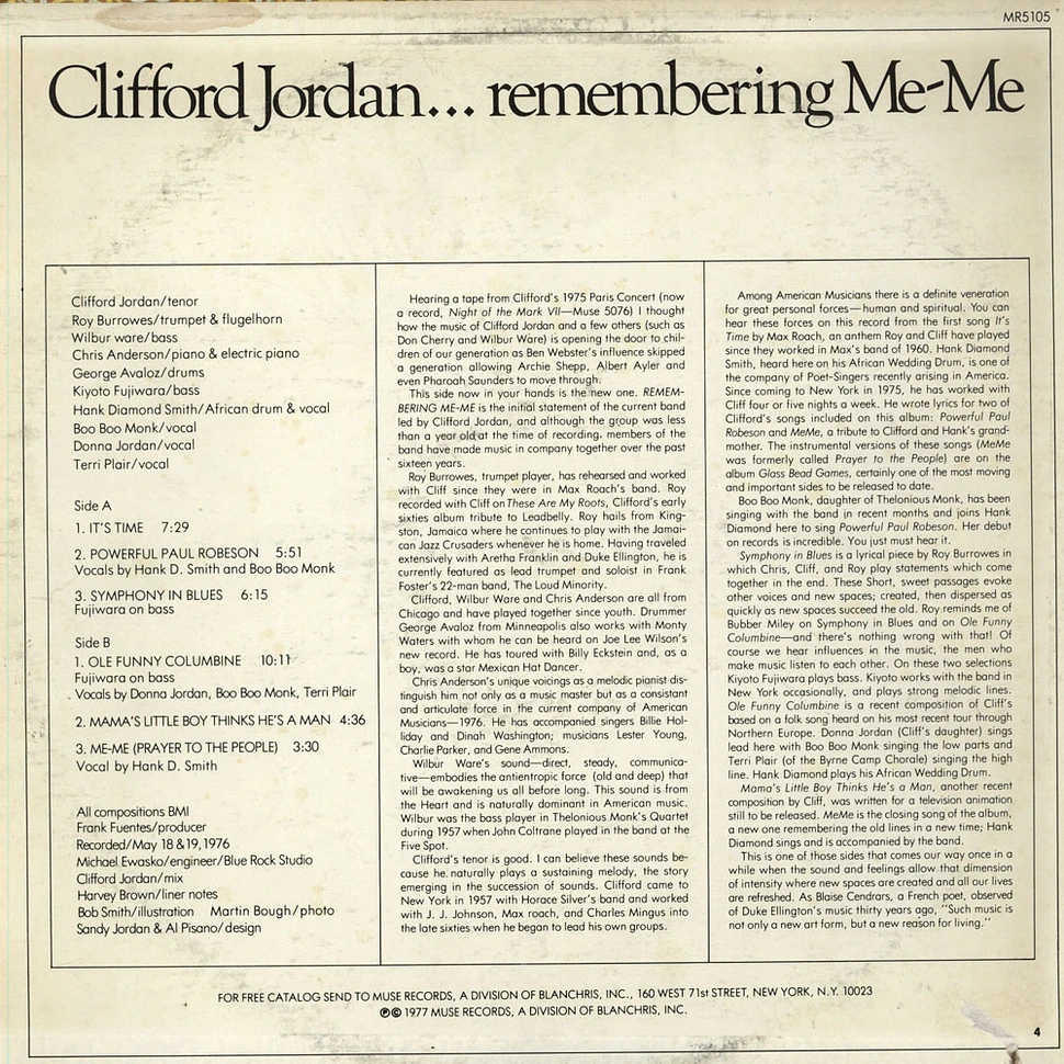 Clifford Jordan - Remembering Me-Me