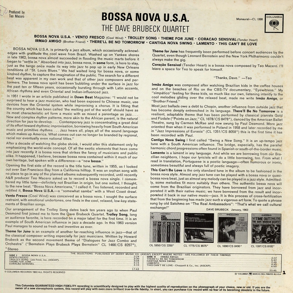 The Dave Brubeck Quartet - Bossa Nova U.S.A.