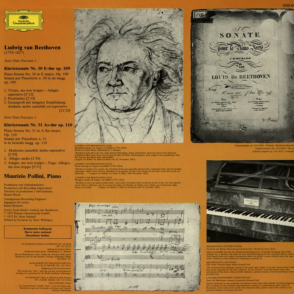 Ludwig Van Beethoven – Maurizio Pollini - Sonaten Nr.30 Op.109 · Nr.31 Op.110