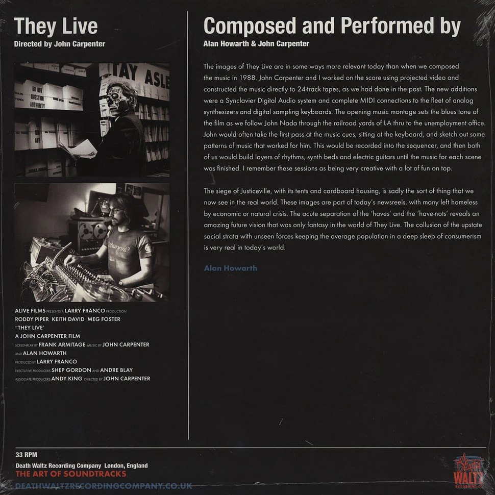John Carpenter & Alan Howarth - OST They Live Black Vinyl Edition