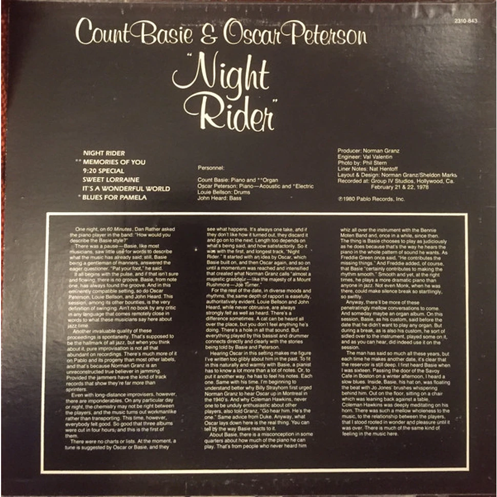 Count Basie & Oscar Peterson - Night Rider