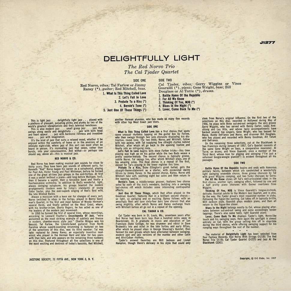 Cal Tjader Quartets & Red Norvo Trios - Delightfully Light