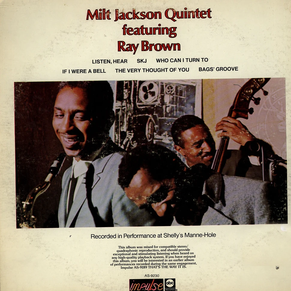 Milt Jackson Quintet Featuring Ray Brown - Just The Way It Had To Be