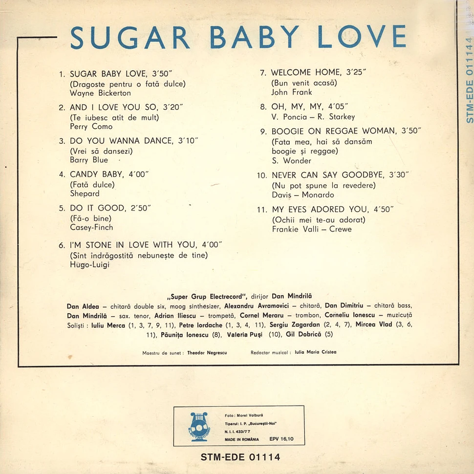 Super Grup Electrecord , Dirijor Dan Mîndrilă - Sugar Baby Love