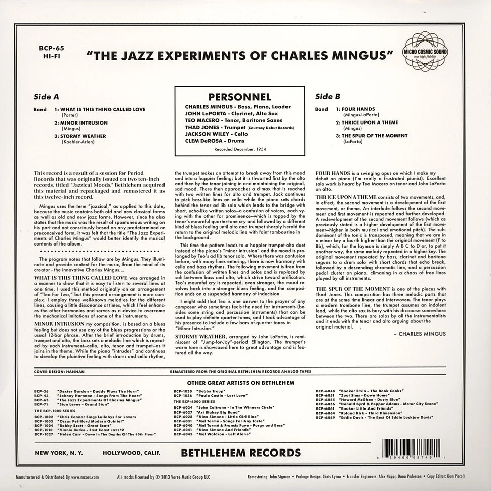 Charles Mingus - Jazz Experiments Of Charles Mingus