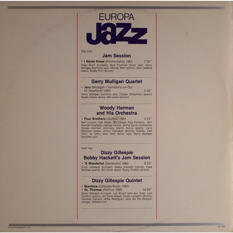Dizzy Gillespie & Gerry Mulligan - Europa Jazz