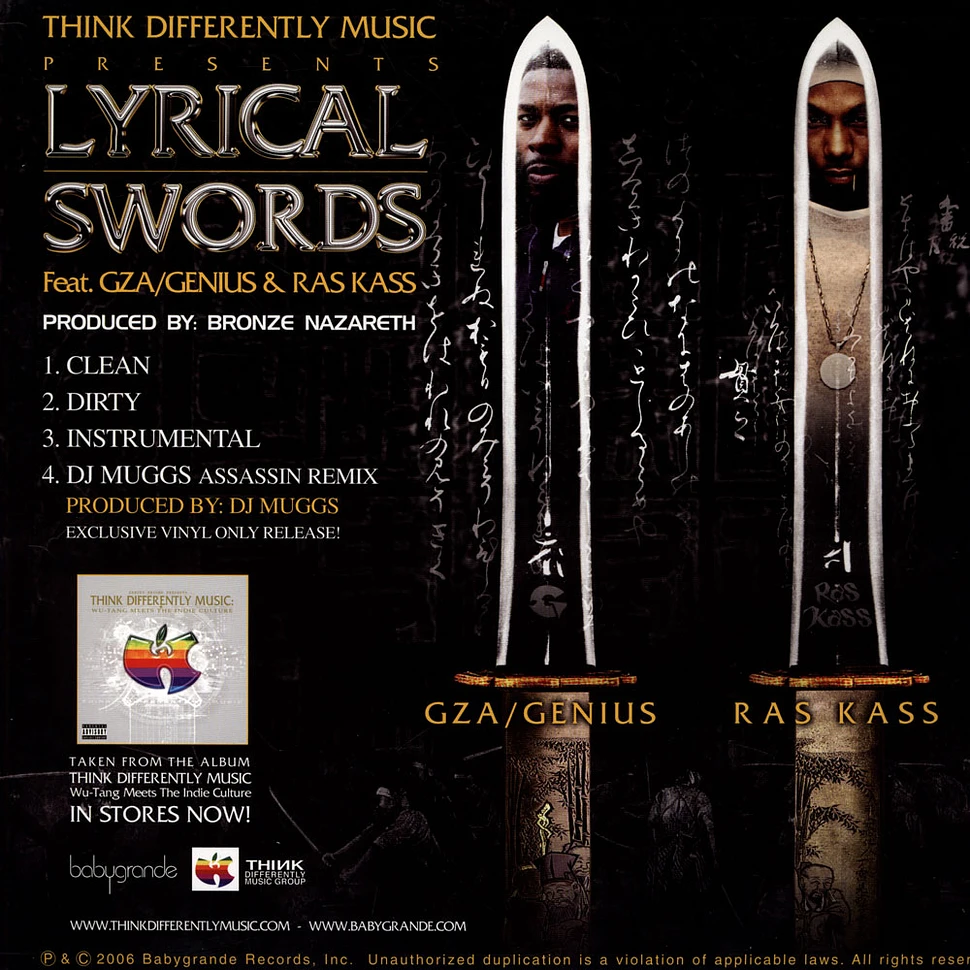 GZA & Ras Kass / Casual, Roc Marciano, Tragedy Khadafi & Vordul Mega - Lyrical Swords / Think Differently