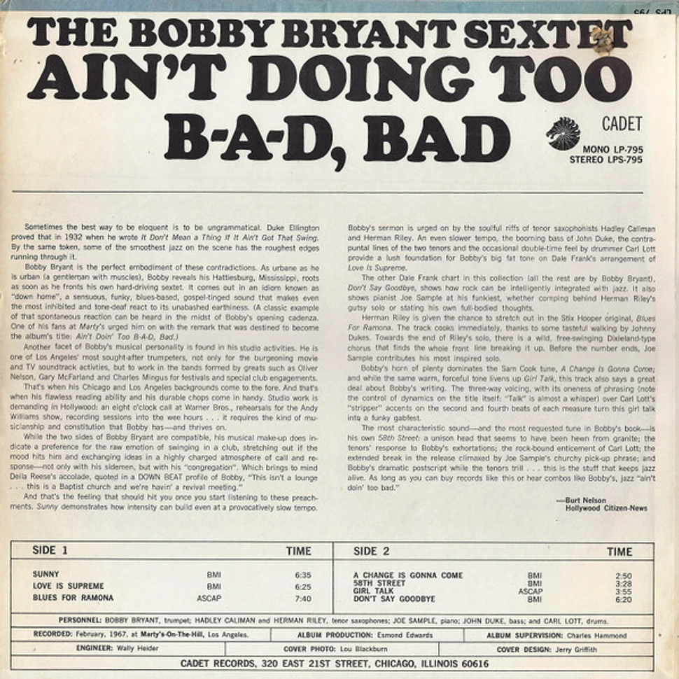 Bobby Bryant Sextet - Ain't Doing Too B-a-d, Bad