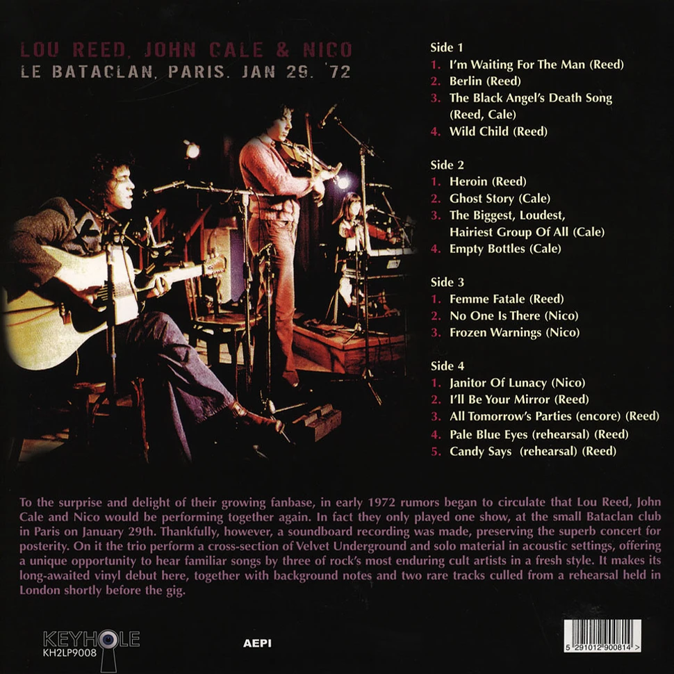 Lou Reed, John Cale & Nico - Le Bataclan Paris January 29 72