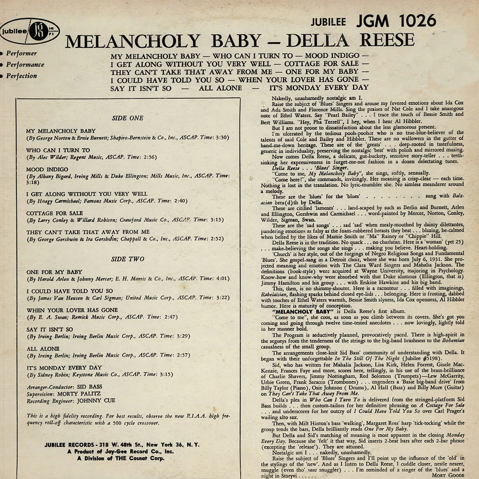 Della Reese - Melancholy Baby