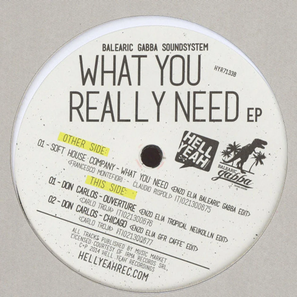 Balearic Gabba Sound System - What You Really Need EP