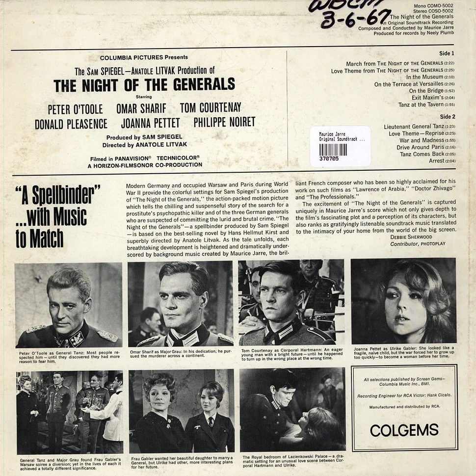 Maurice Jarre - The Night Of The Generals (An Original Soundtrack Recording)