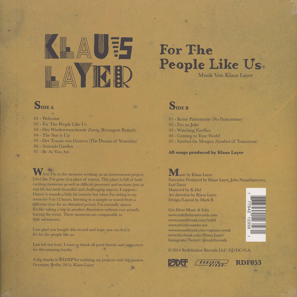 Klaus Layer - For The People Like Us Blue Vinyl Edition