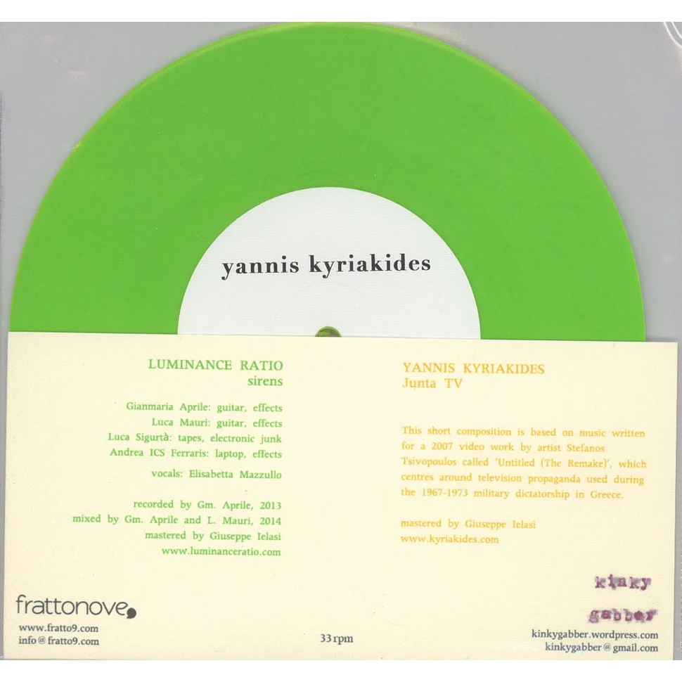 Luminance Ratio / Yannis Kyriakides - Seven Inches Volume 3