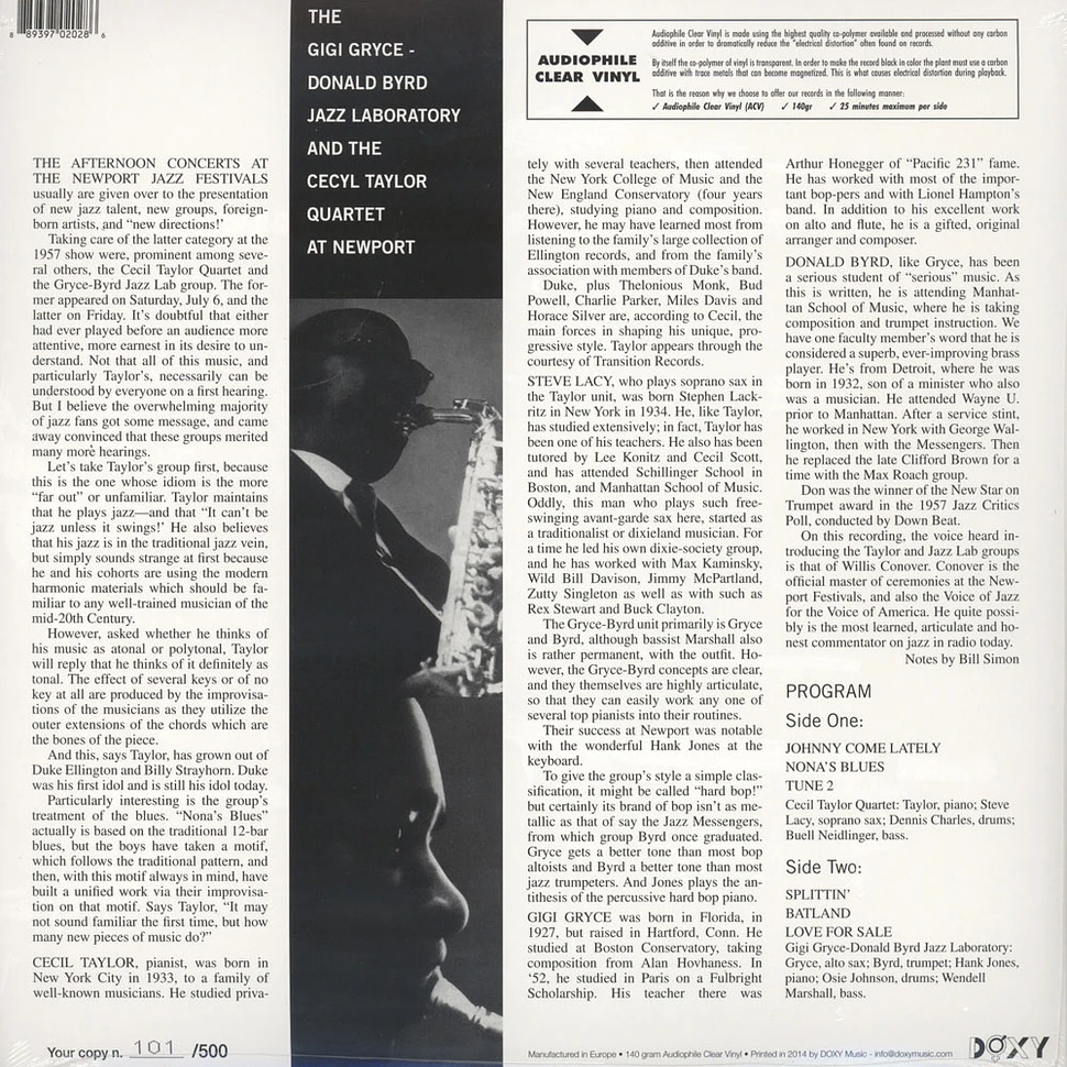 Gigi Gryce & Donald Byrd Jazz Laboratory & The Cecil Taylor Quartet - At Newport