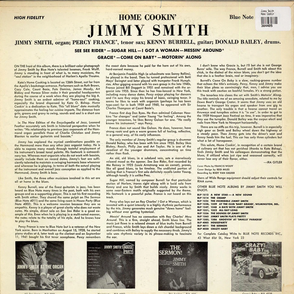 Jimmy Smith With Percy France / Kenny Burrell / Donald Bailey - Home Cookin'