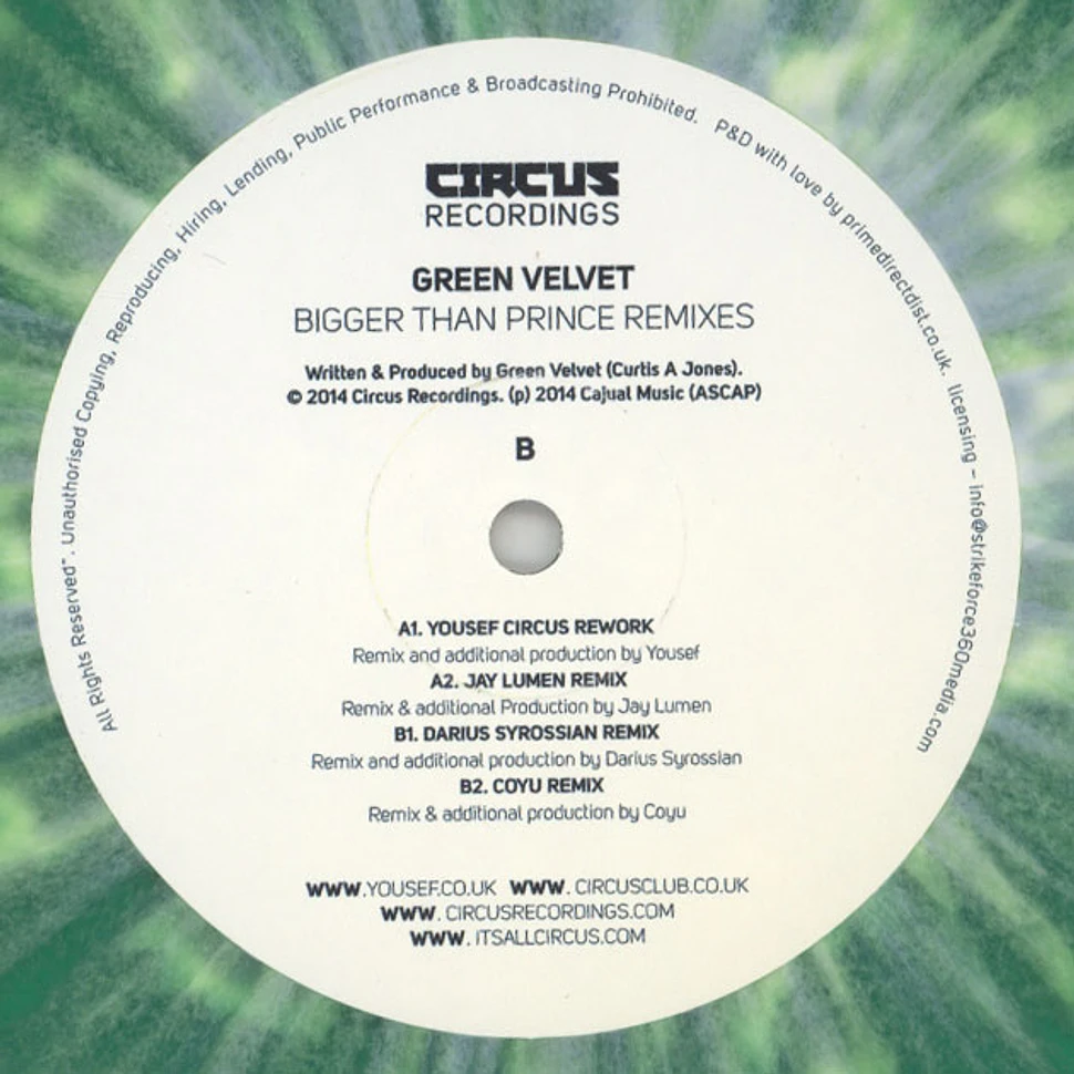 Green Velvet - Bigger Than Prince Remixes Green Vinyl Edition