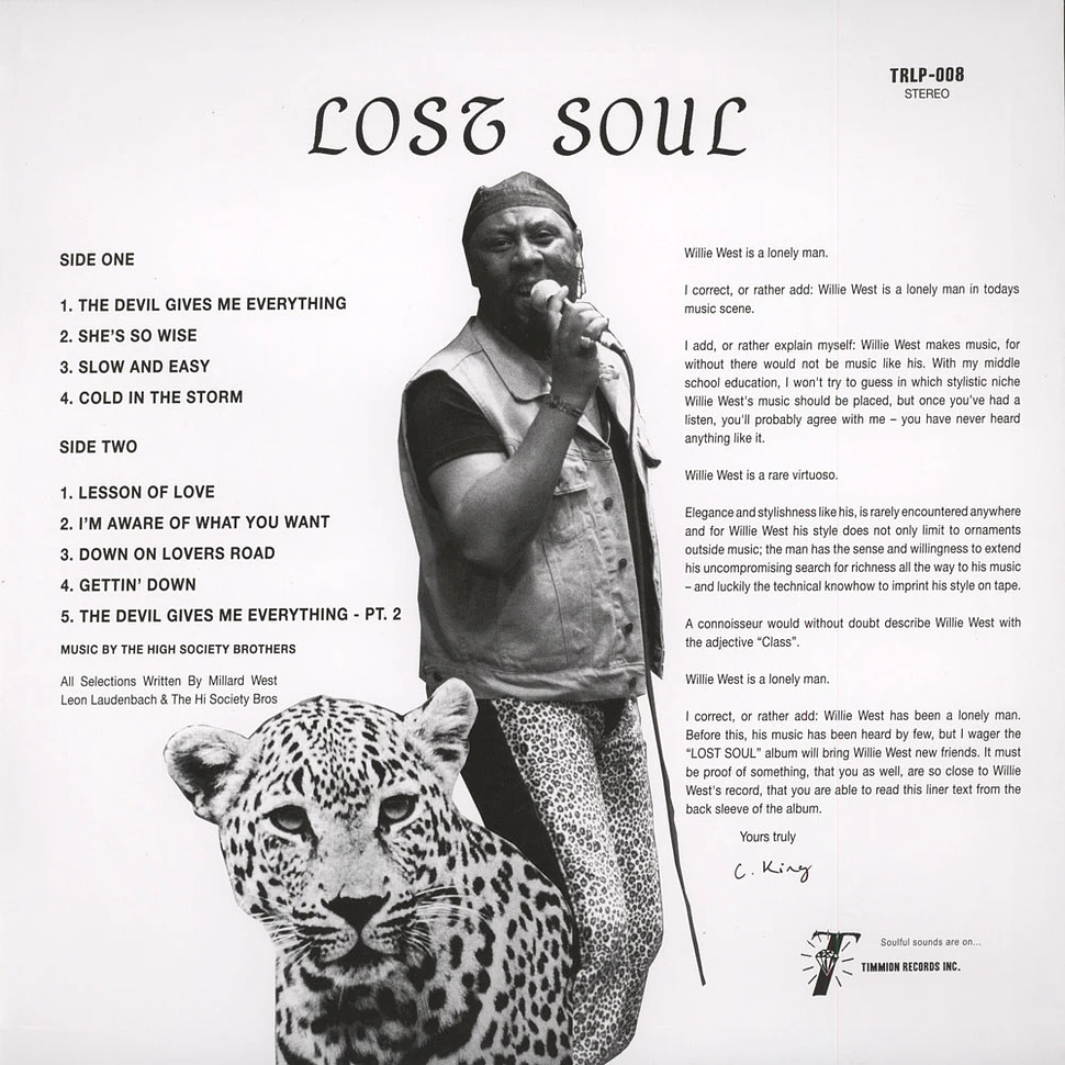 Willie West & The High Society Brothers - Lost Soul