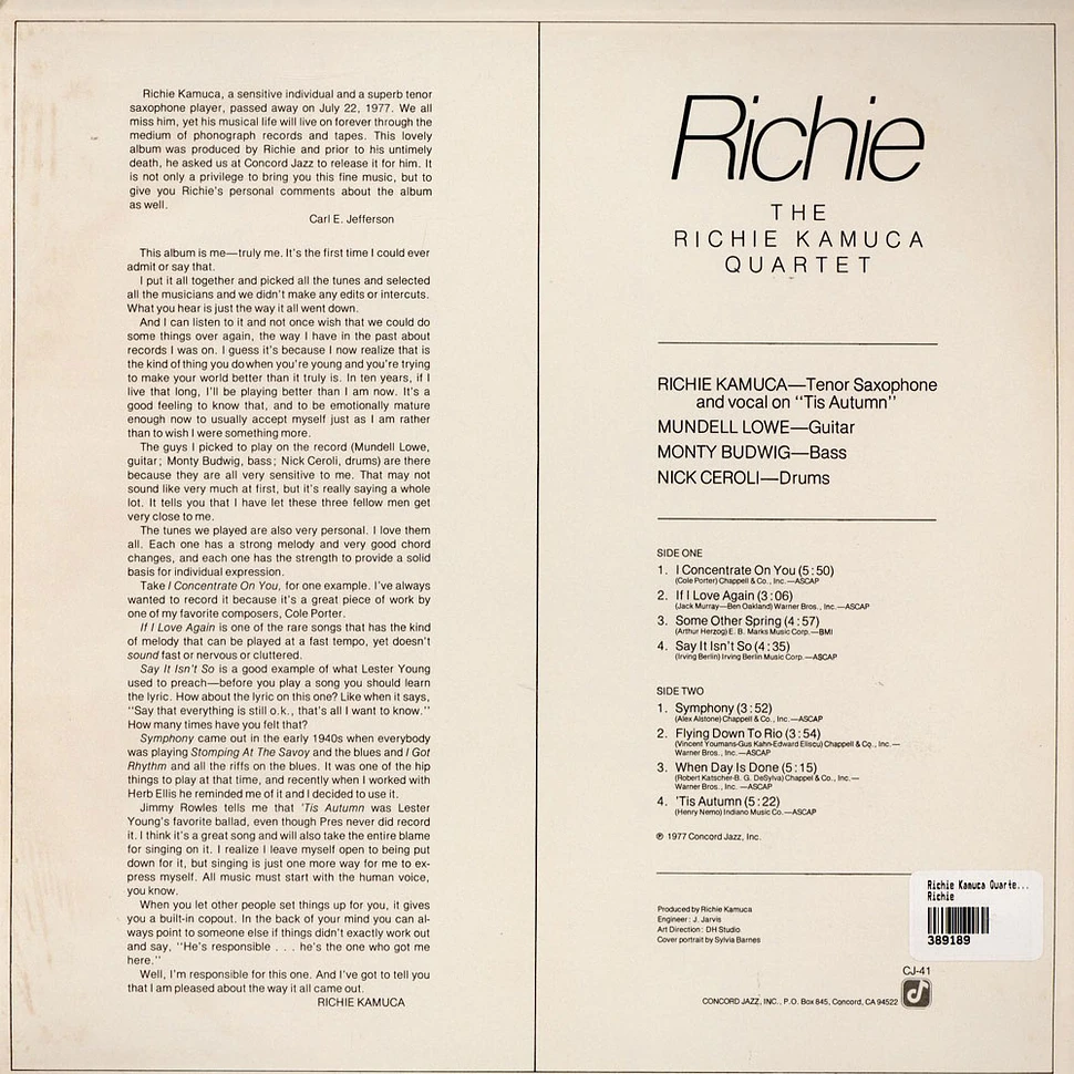 The Richie Kamuca Quartet - Richie