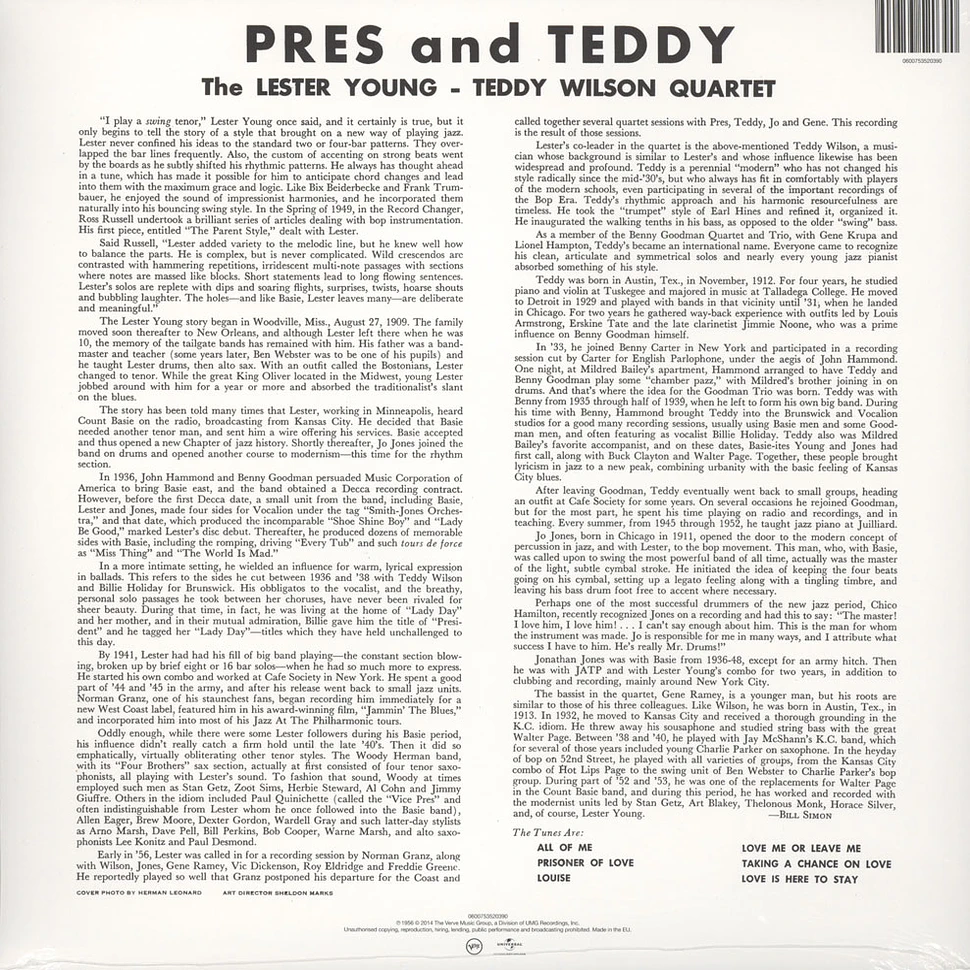 Lester Young / Teddy Wilson - Pres & Teddy Back To Black Edition