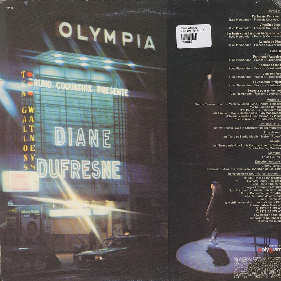 Diane Dufresne - J'me Sens Ben - Enregistrement Public A L'Olympia Vol. 2