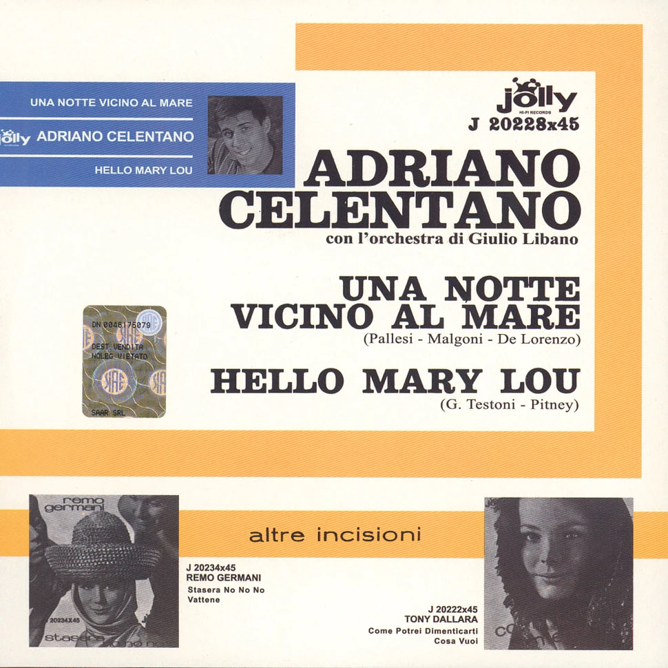 Adriano Celentano - Una Notte Vicino Al Mare / Hello Mary Lou Green Vinyl Edition