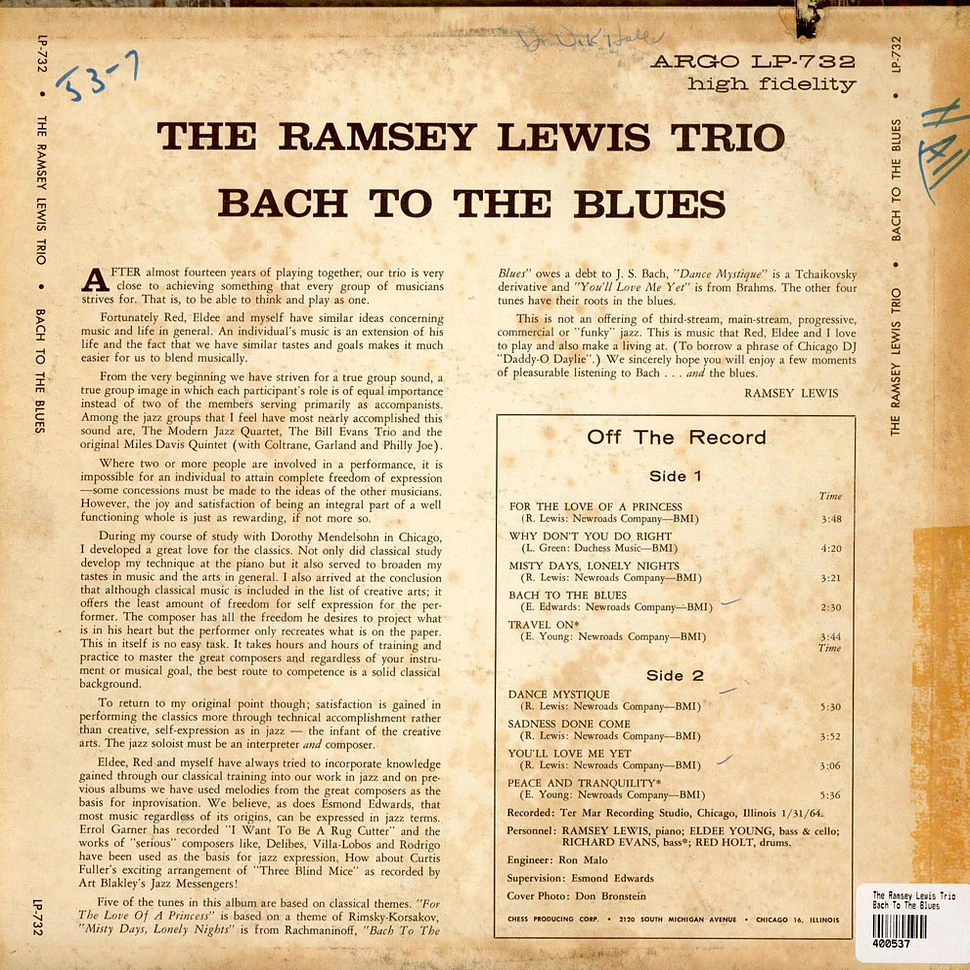 The Ramsey Lewis Trio - Bach To The Blues