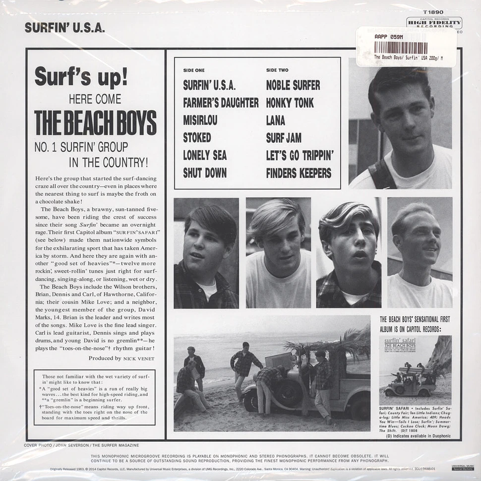 The Beach Boys - Surfin' USA 200g Vinyl, Mono Edition